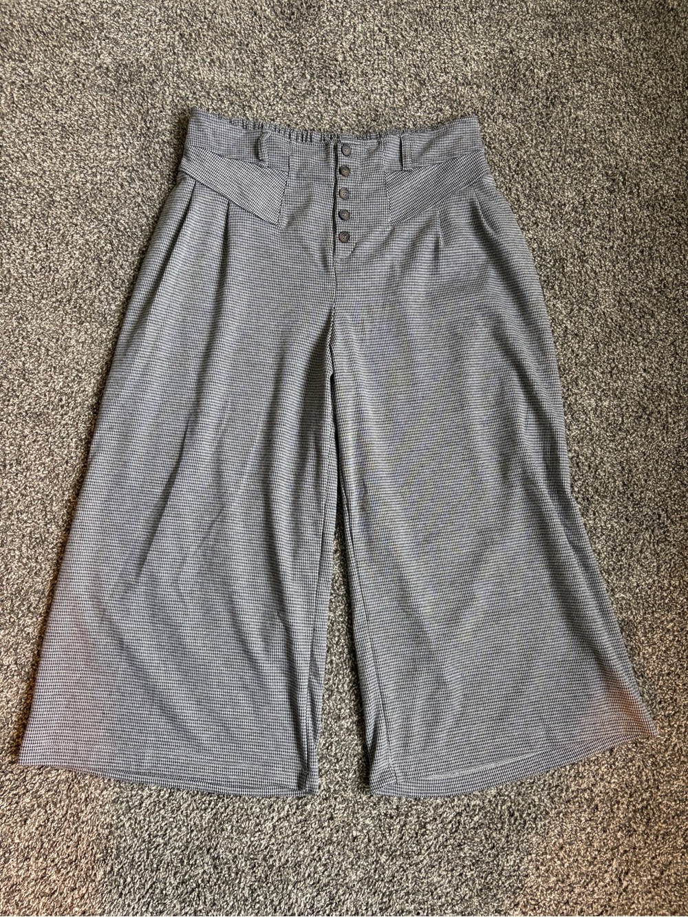 Maeve by Anthropologie Houndstooth Wide Leg Elastic Waist Cropped Pants - Flaw